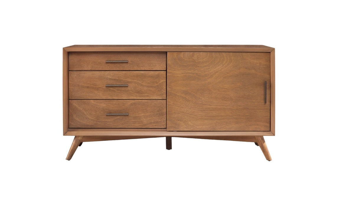 HomeRoots mahogany wood TV stand with enclosed storage, featuring Okoume and veneer finish in a brown color.