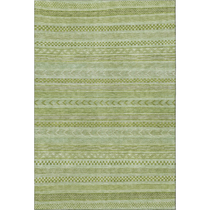 10' X 14' Striped Washable Area Rug With UV Protection (695180) - Artichoke Green / Sage