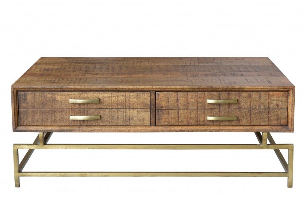 Storage Coffee Table - Brown And Gold