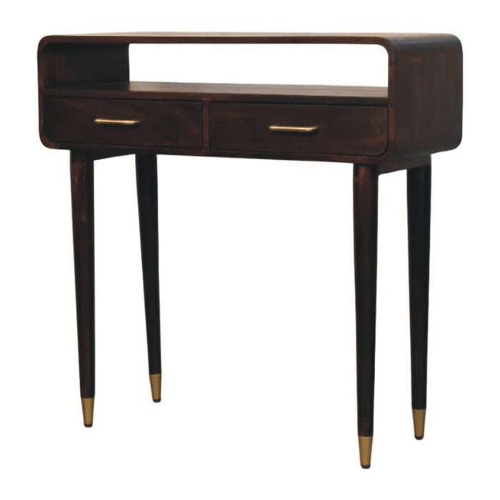 Solid Wood Solid Console Table With Shelf With Two Drawers (719158) - Brown