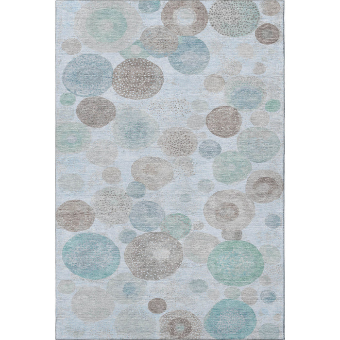 10' X 14' Geometric Washable Area Rug With UV Protection (707335) - Sky Blue / Beige / Brown