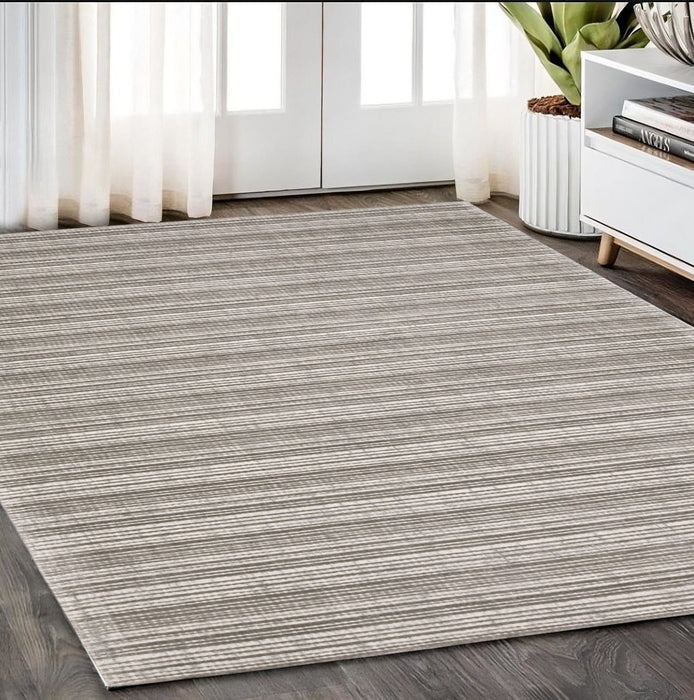 5' X 8' Striped Hand Tufted Area Rug - Gray And Ivory