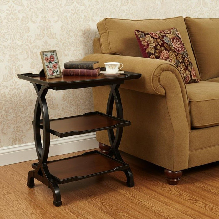 Manufactured Wood Rectangular End Table With Two Shelves - Cherry
