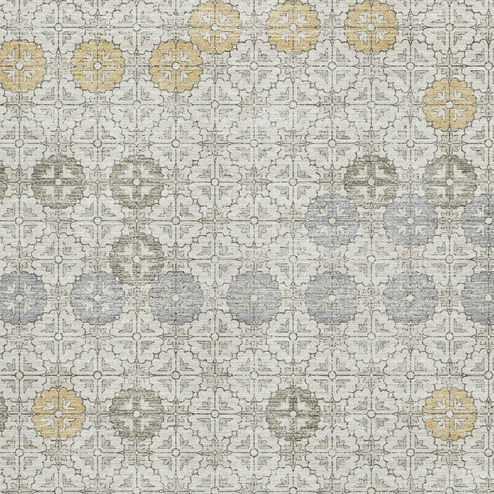 10' X 14' Geometric Washable Area Rug With UV Protection (705947) - Ivory / Gold / Gray