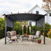 Giga outdoor patio pergola gazebo with steel frame and retractable canopy, providing sun shelter for outdoor spaces