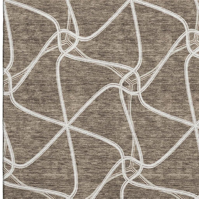 10' X 14' Geometric Washable Area Rug With UV Protection (675366) - Brown / Ivory