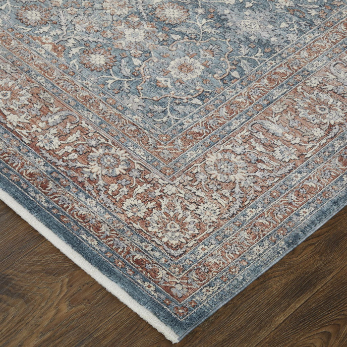 12' x 15' Floral Power Loom Stain Resistant Area Rug - Blue And Red