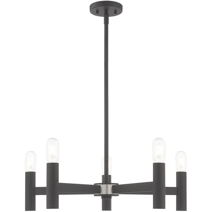 19'' Five Light Dimmable Chandelier With Shades - Gray