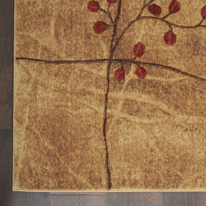 10' x 14' Floral Power Loom Area Rug - Brown