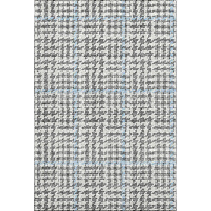 10' X 14' Plaid Washable Area Rug With UV Protection (682637) - Gray / Ivory / Blue