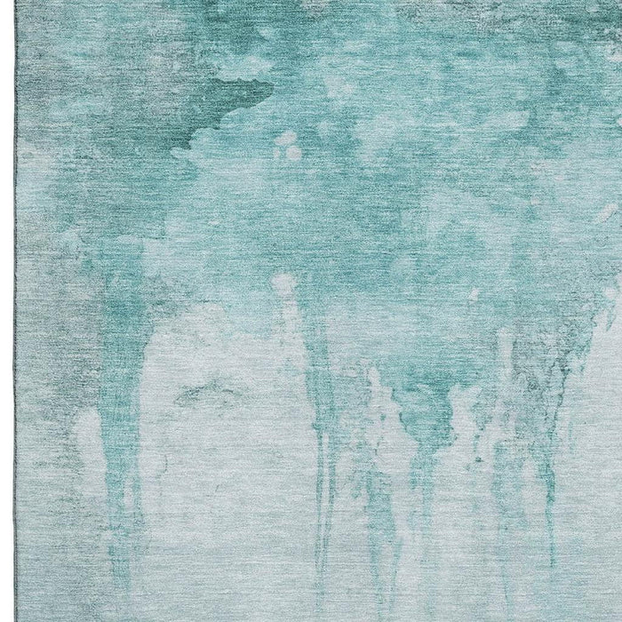 10' X 14' Abstract Washable Area Rug With UV Protection (701533) - Teal / Aqua