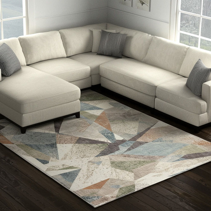 8' X 10' Bohemian Checke Area Rug - Ivory