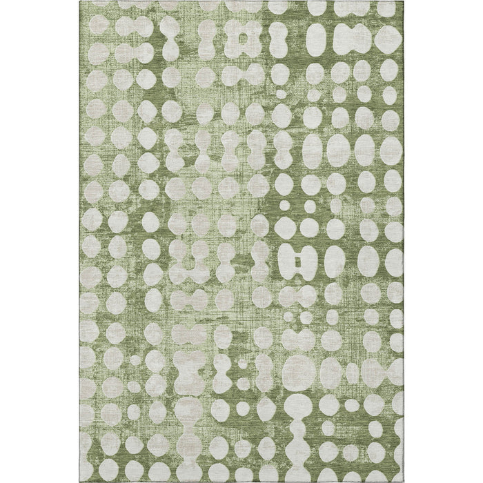 10' X 14' Polka Dot Washable Area Rug With UV Protection (669090) - Artichoke Green / Beige