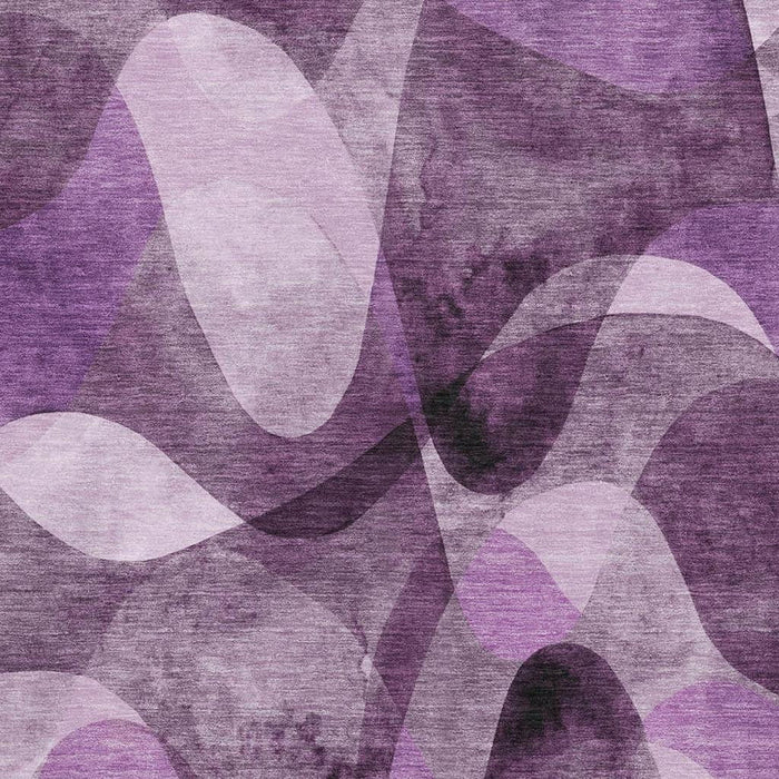 8' X 10' Abstract Washable Area Rug With UV Protection (648098) - Purple / Ivory