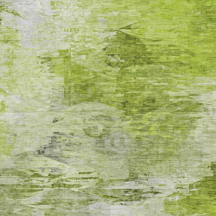 10' X 14' Abstract Washable Area Rug With UV Protection (650716) - Artichoke Green / Ivory
