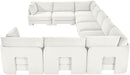 Meridian Furniture Hammond velvet performance fabric 9-piece sectional with plush upholstered cushions and modern design.