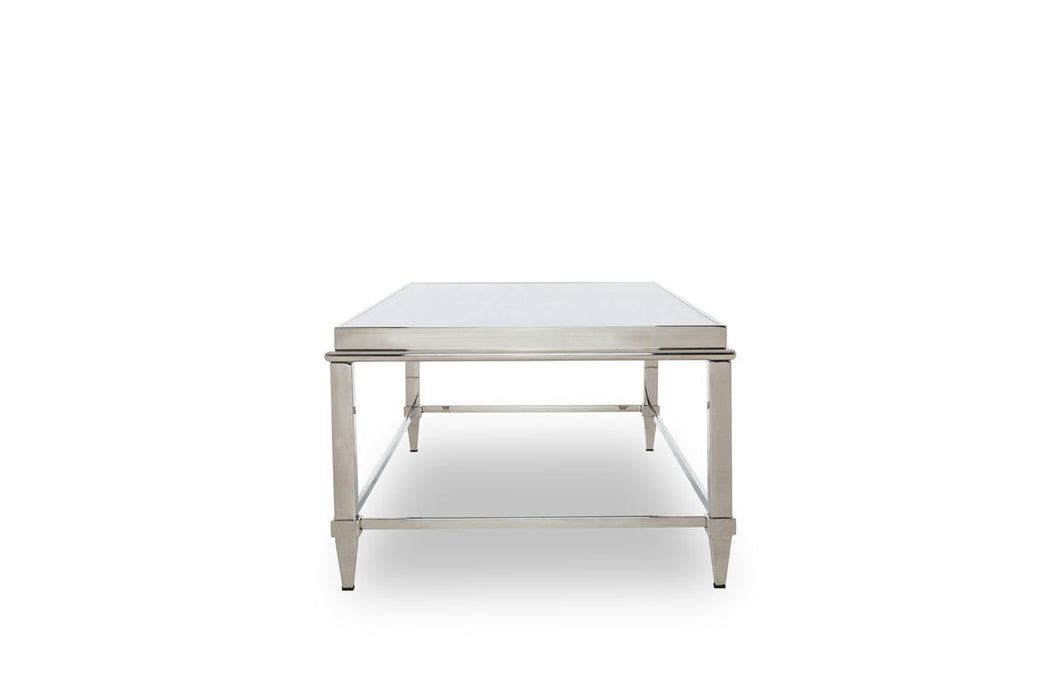 55" Glass And Steel Coffee Table - Clear And Silver