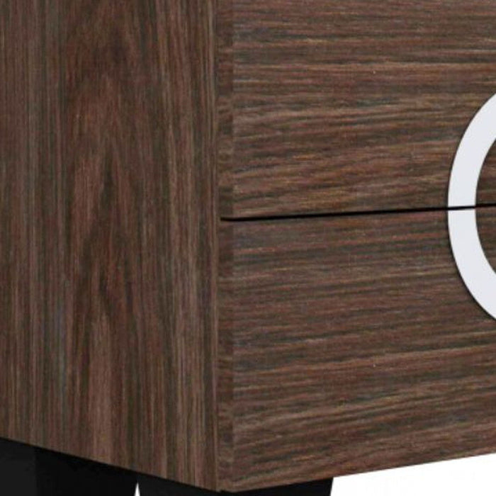Two Drawers Manufactured Wood Mirrored Nightstand - Brown