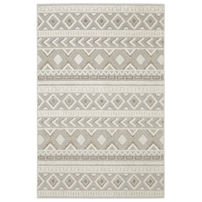 8' X 11' Tribal Area Rug - Gray And Beige