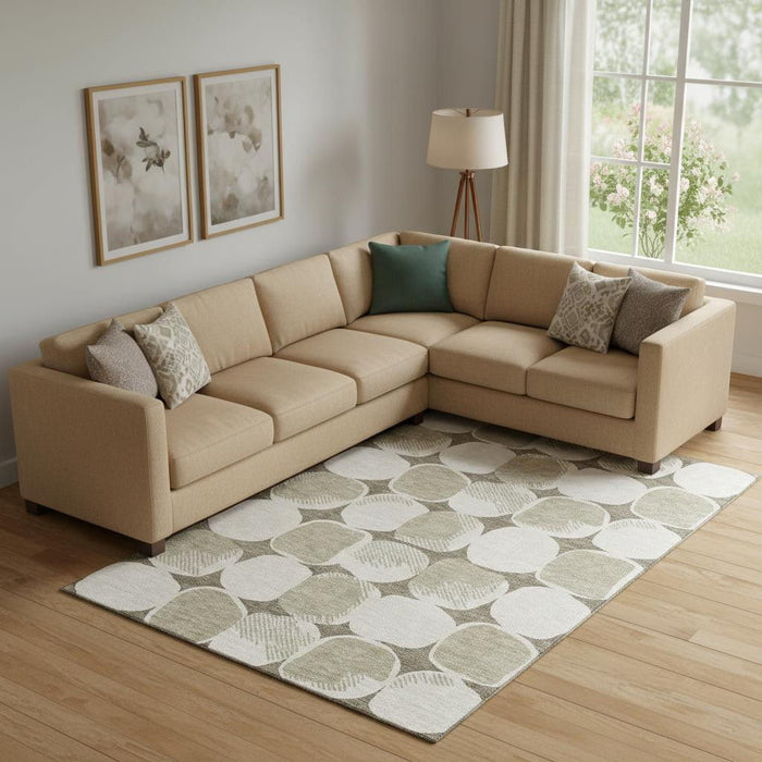 10' X 14' Abstract Geometric Washable Area Rug With UV Protection (669240) - Taupe / Beige
