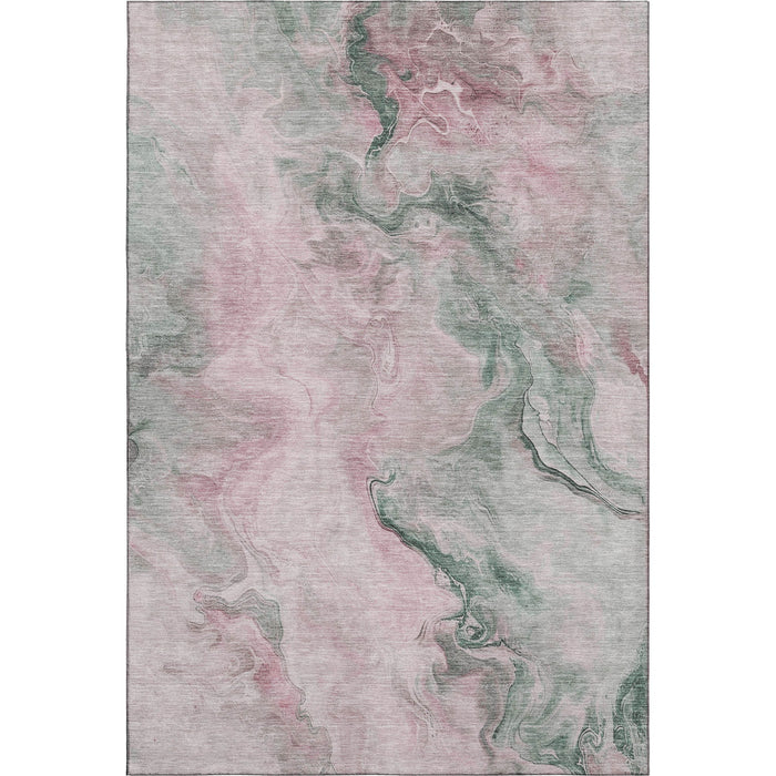 10' X 14' Abstract Washable Area Rug With UV Protection (697019) - Blush / Sage / Ivory