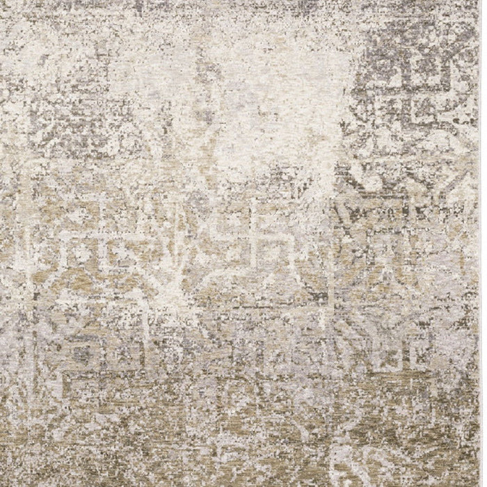 10' x 13' Abstract Power Loom Stain Resistant Area Rug - Ivory Gray Tan Brown And Beige
