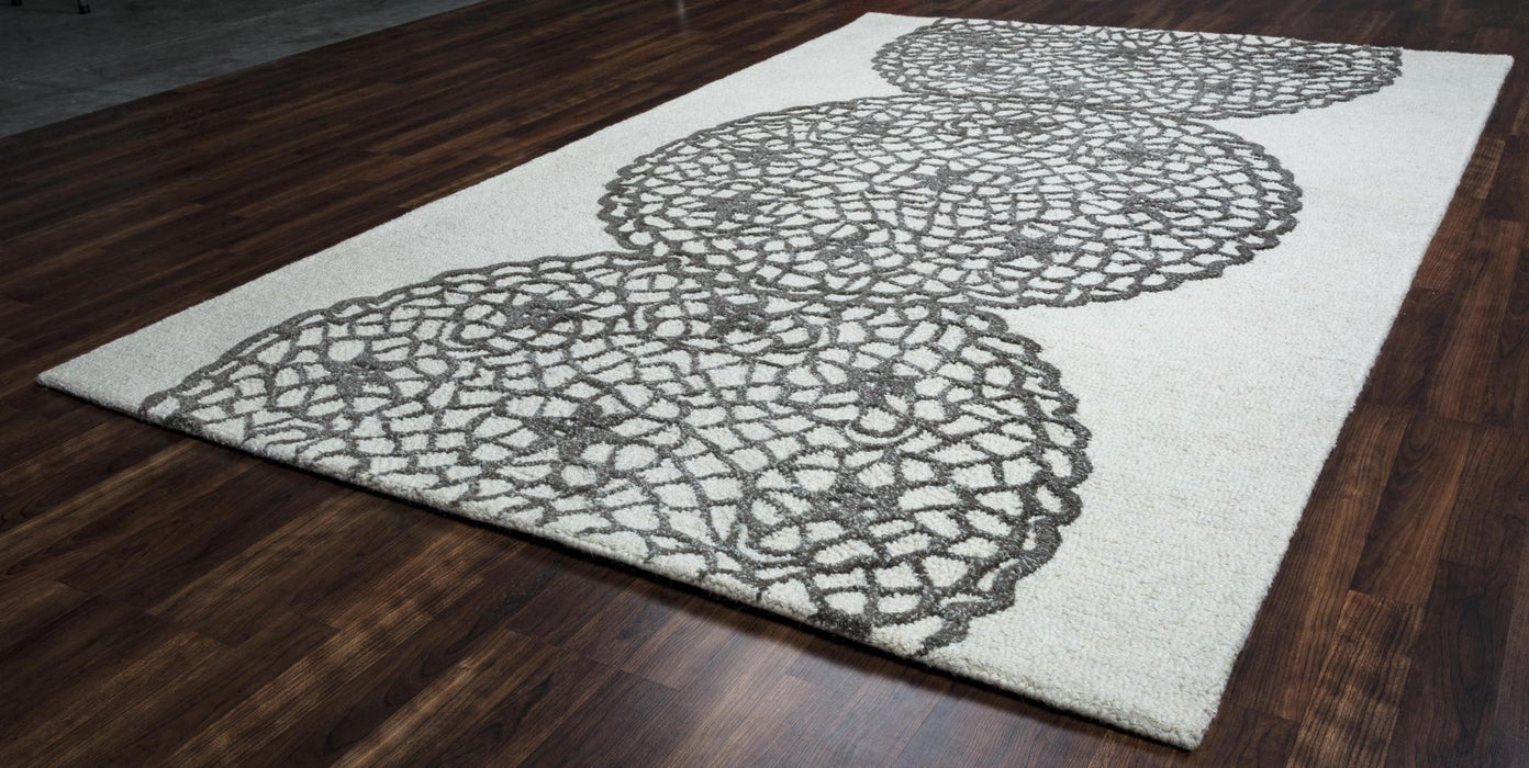 10' X 14' Wool Geometric Hand Tufted Area Rug (747295) - White / Ivory