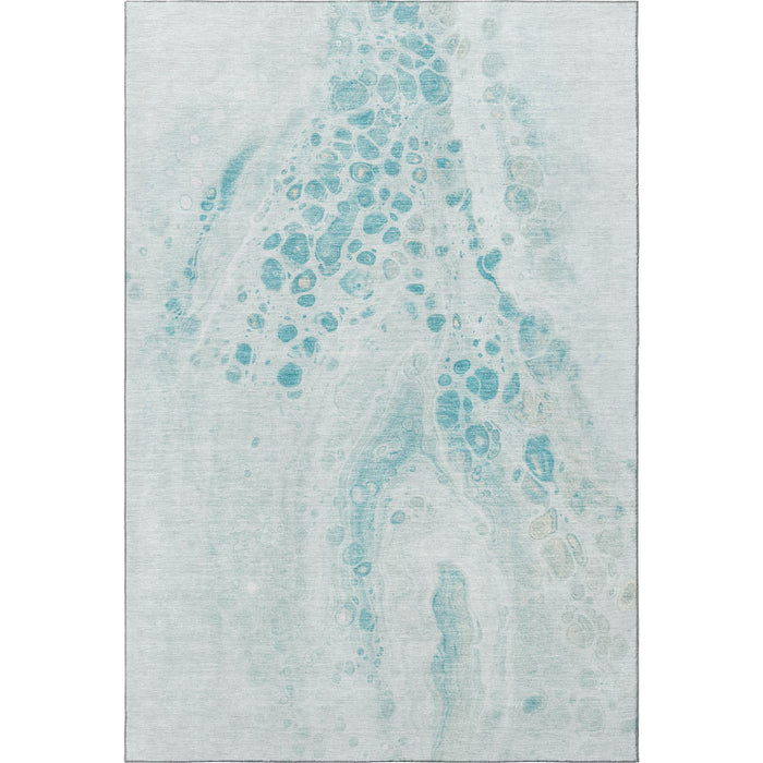 10' X 14' Abstract Washable Area Rug With UV Protection (708577) - Teal / Ivory