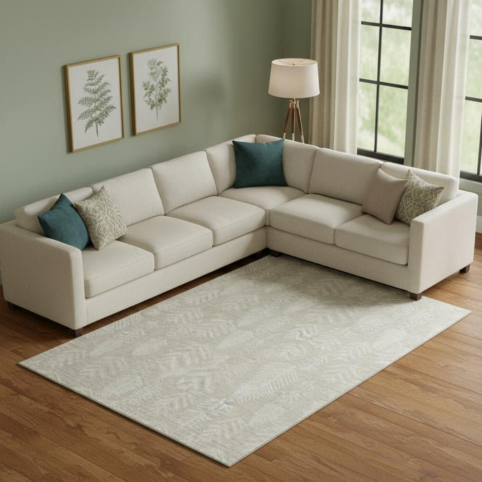 10' X 14' Floral Washable Area Rug With UV Protection (701750) - Beige / Ivory