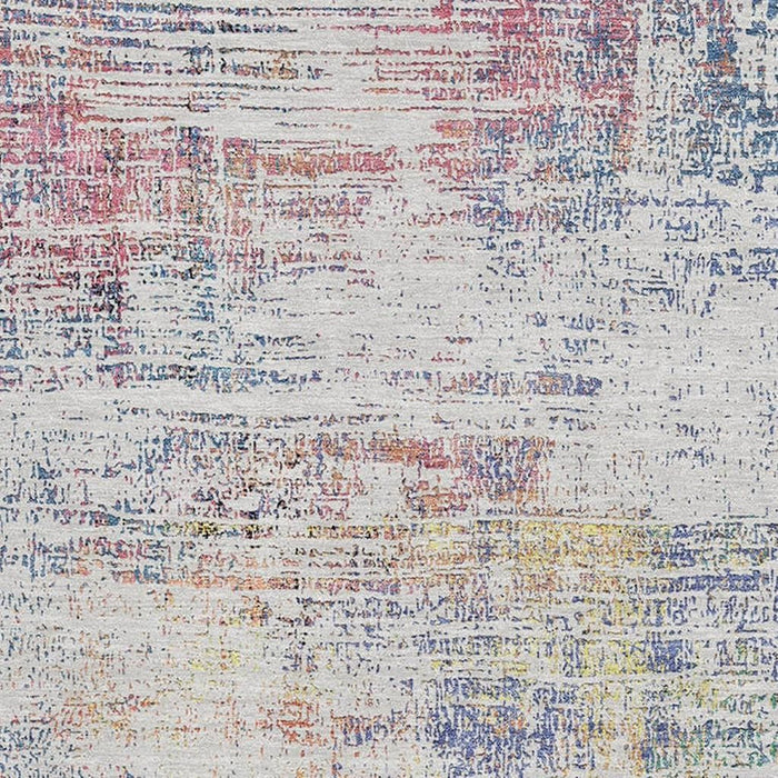 10' X 14' Abstract Washable Area Rug With UV Protection (667102) - Ivory / Blue / Gold