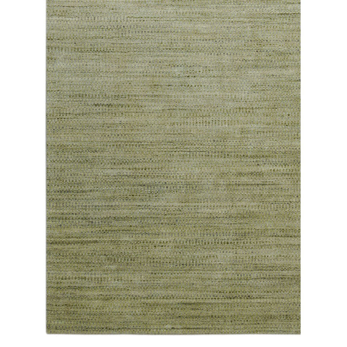 9' X 12' Wool Striped Hand Woven Area Rug - Green And Sage
