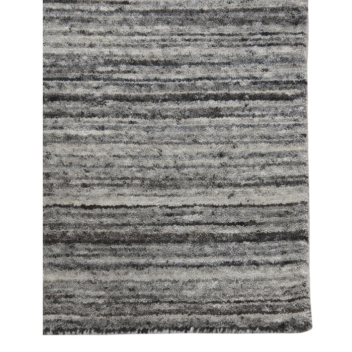 9' X 12' Wool Striped Hand Woven Area Rug - Ivory