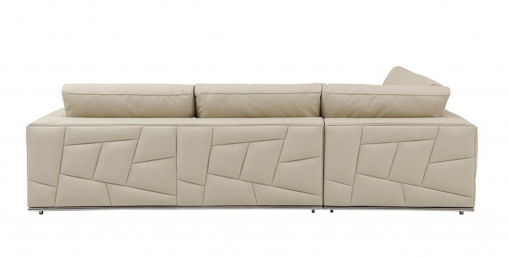 Italian Leather Reclining L-Shaped 2 Piece Corner Sectional - Beige