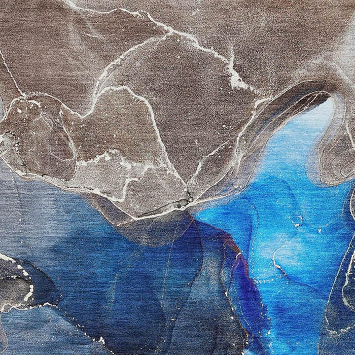 9' X 12' Abstract Washable Area Rug With UV Protection (646685) - Navy Blue / Charcoal