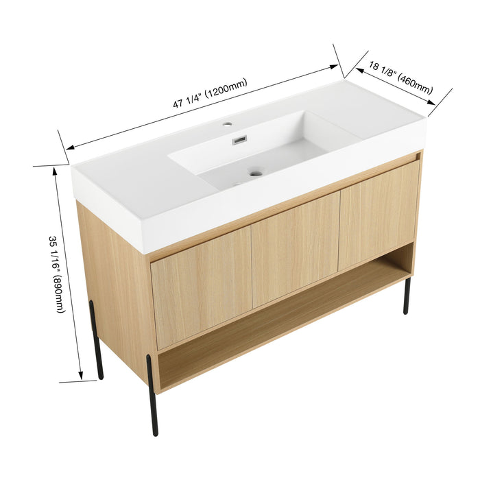 Modern Bathroom Vanity Combo With Single Resin Sink And Storage Cabinet