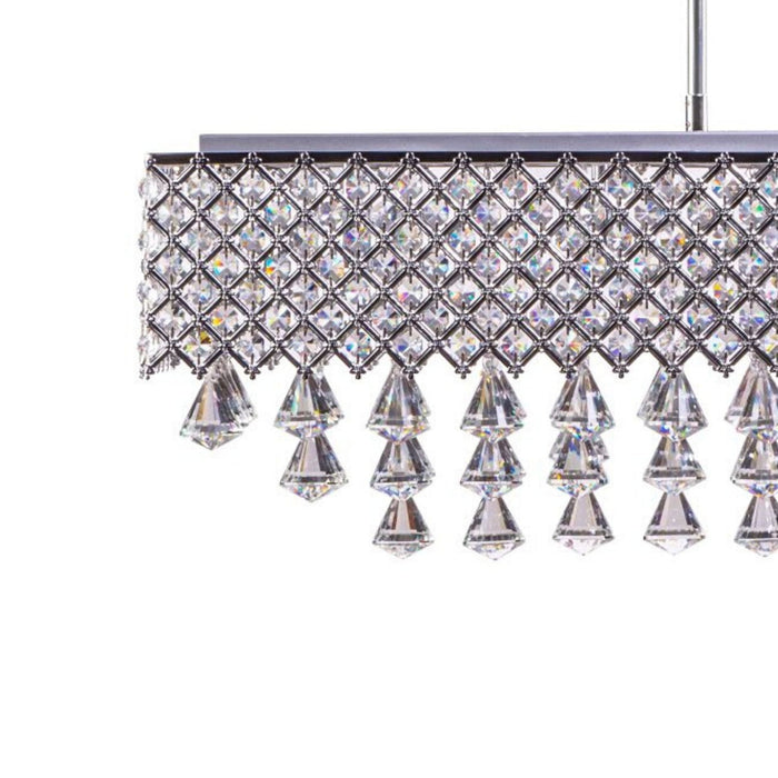 Twelve Light Metal Dimmable Chandelier With Shades - Silver / Clear