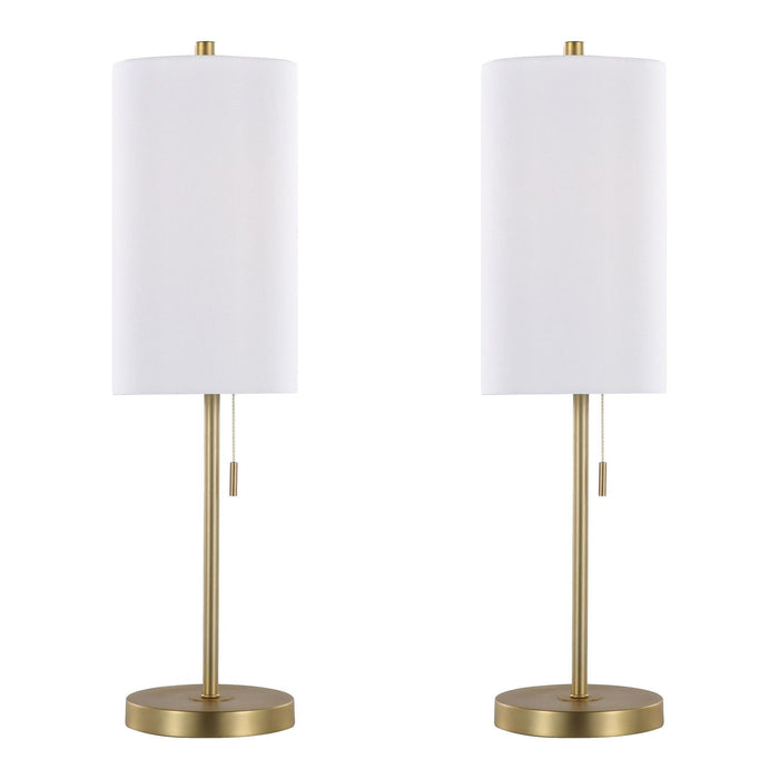 Bounty - Metal Buffet Lamp with Usb (Set of 2) - Gold Metal, White Linen