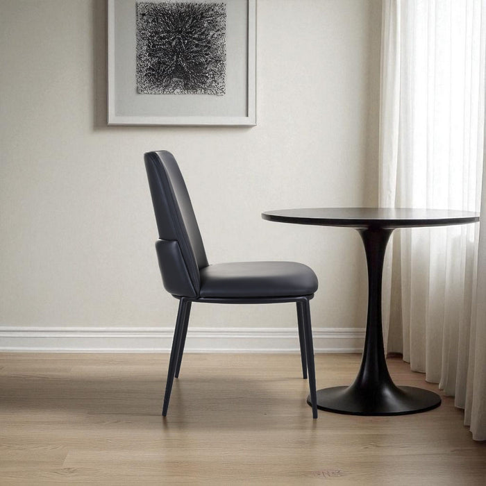 Upholstered Leather Dining Side Chair - Black