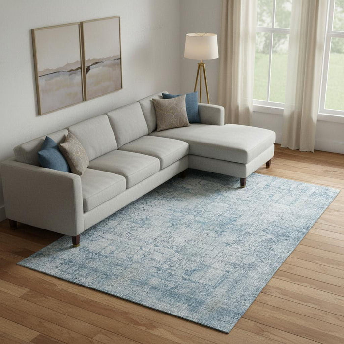 10' X 14' Oriental Washable Area Rug With UV Protection (700649) - Blue / Ivory