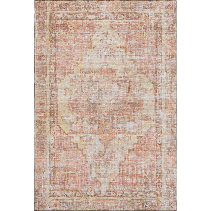 10' X 14' Oriental Washable Area Rug With UV Protection (699412) - Terra Cotta / Ivory / Wheat