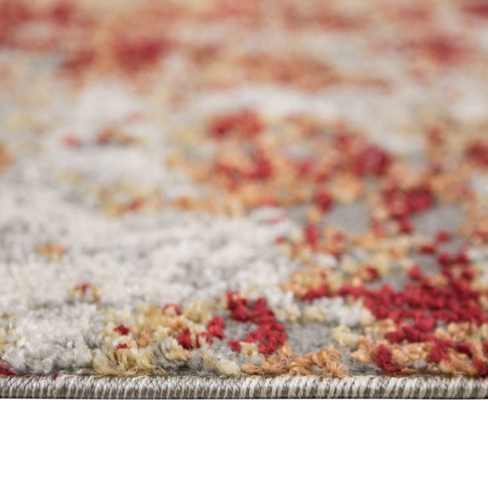 9' x 12' Abstract Power Loom Area Rug - Ivory Red And Cream