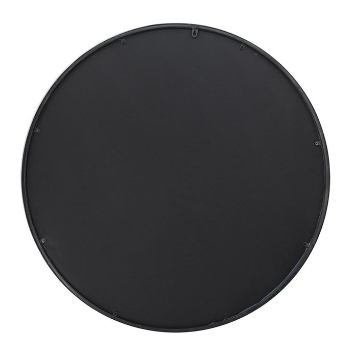 36" Round Iron Framed Antiqued Glass Accent Mirror - Black