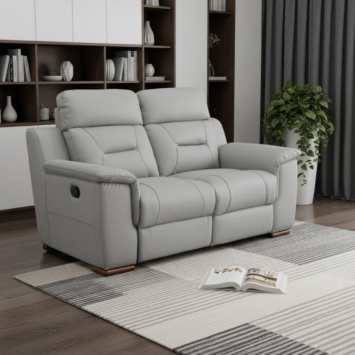 Faux Leather Manual Reclining Love Seat - Gray / Brown