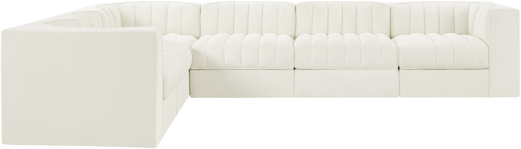 Rummi - Velvet Performance Fabric Upholstered 6 Piece Modular Sectional