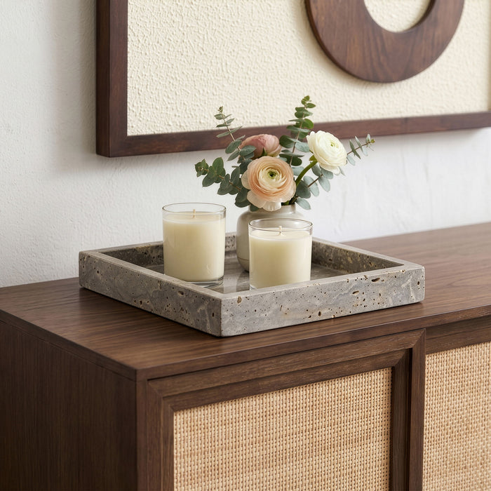 Michael Genuine Marble Tray by Meridian Furniture, rectangular marble tray with sleek design, perfect for serving or decor.