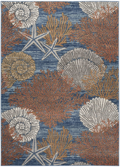 5' X 7' Seashell Non Skid Area Rug (550196) - Blue / Brown