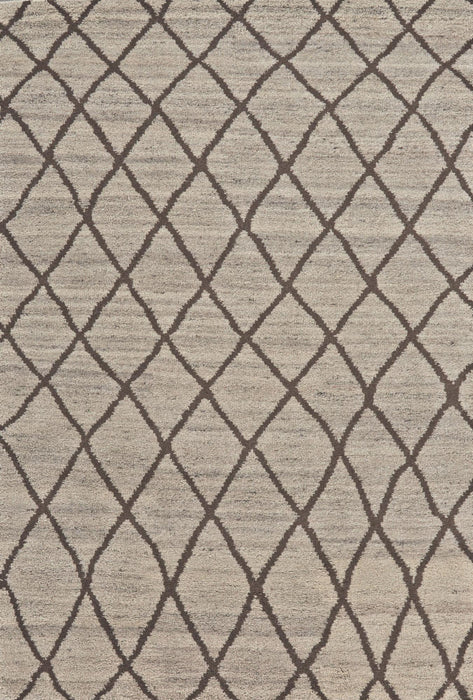 8' X 10' Wool Geometric Hand Knotted Area Rug (744233) - Ivory / Brown