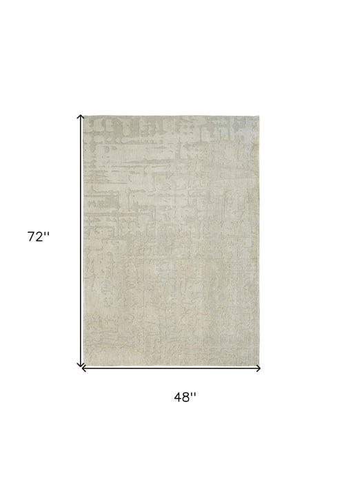 5' X 7' Abstract Washable Area Rug (548658) - Gray / Beige