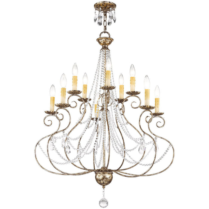 38'' Ten Light Dimmable Chandelier With Shades - Bronze