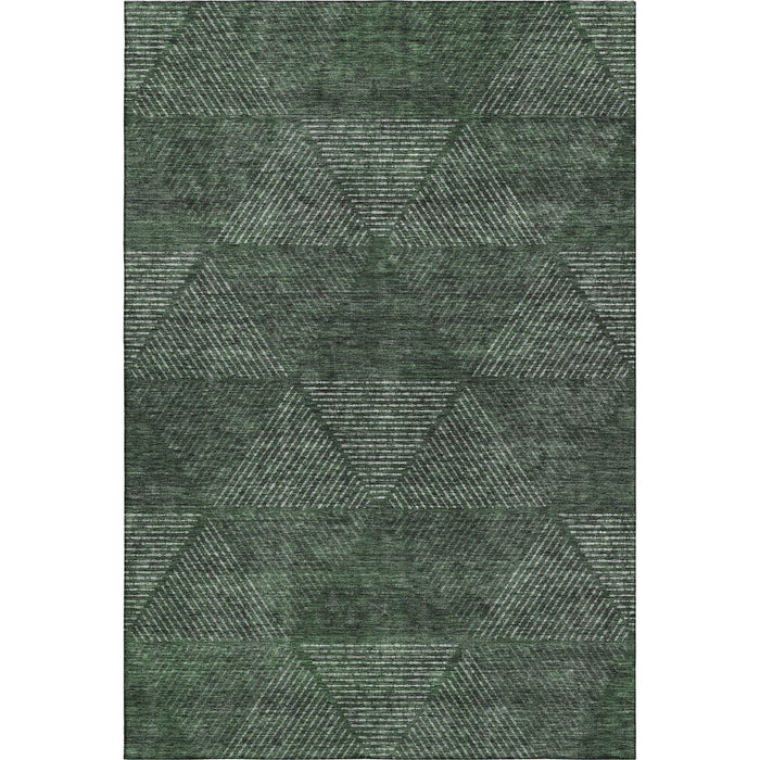 10' X 14' Geometric Washable Area Rug With UV Protection - Fern Green And Emerald